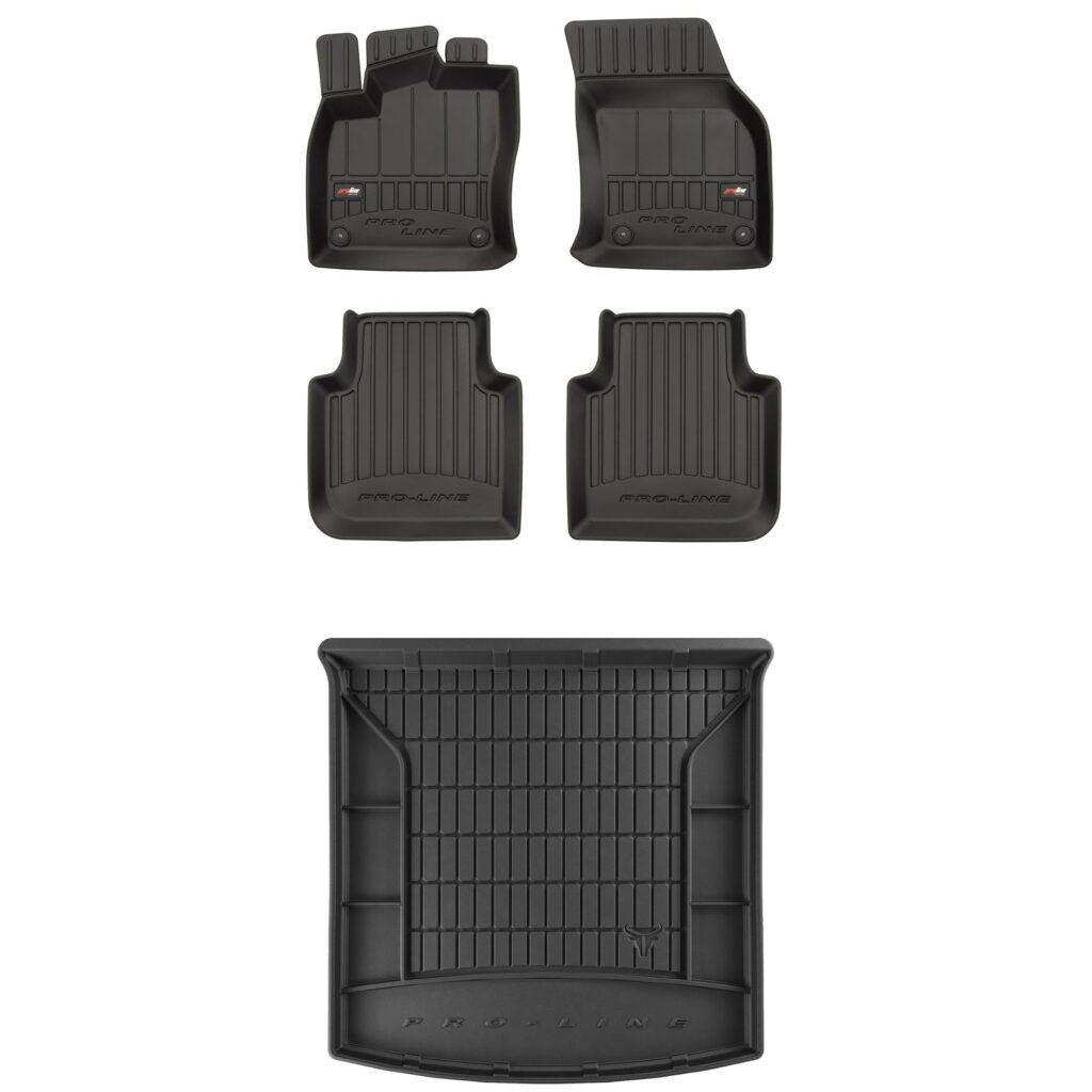 Zestaw: dywaniki samochodowe i mata bagażnika ProLine dopasowane do Skoda Kodiaq 2016-2024 Zestaw dywaniki i mata do bagażnika ProLine dopasowane do Skoda Kodiaq od 2016