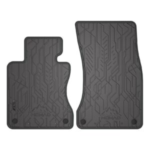 Dywaniki samochodowe NOMAD przednie ze skórzaną szarą lamówką dopasowane do BMW Seria 5 E60 2003-2010