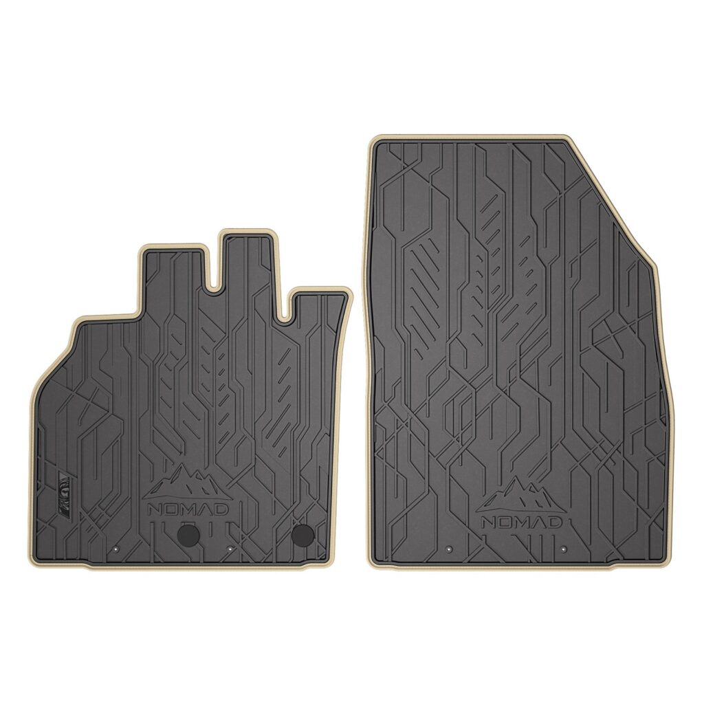 Car mats NOMAD front with beige leather piping tailor-made for Renault Scenic III 2009-2016