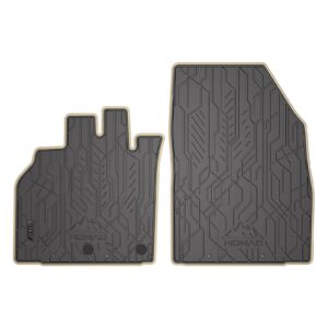 Dywaniki samochodowe NOMAD przednie ze skórzaną beżową lamówką dopasowane do Renault Grand Scenic II 2009-2016