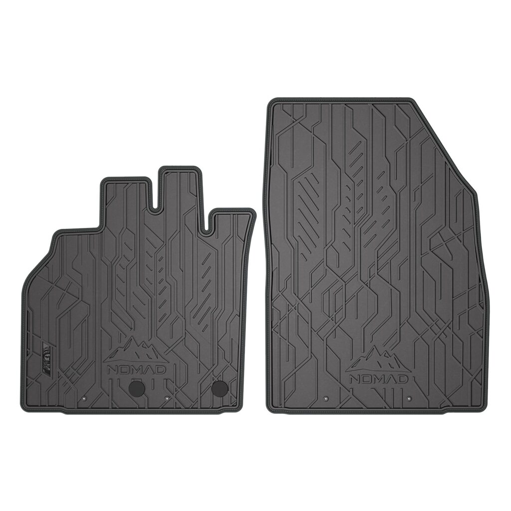 Dywaniki samochodowe NOMAD przednie ze skórzaną szarą lamówką dopasowane do Renault Scenic II 2003-2009