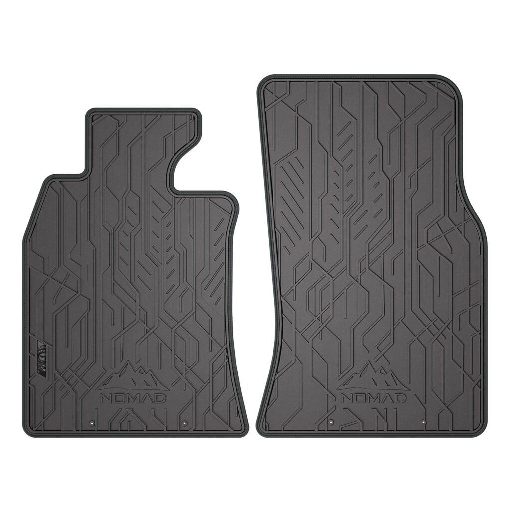 Car mats NOMAD front with grey leather piping tailor-made for Mini Cooper II 2006-2014