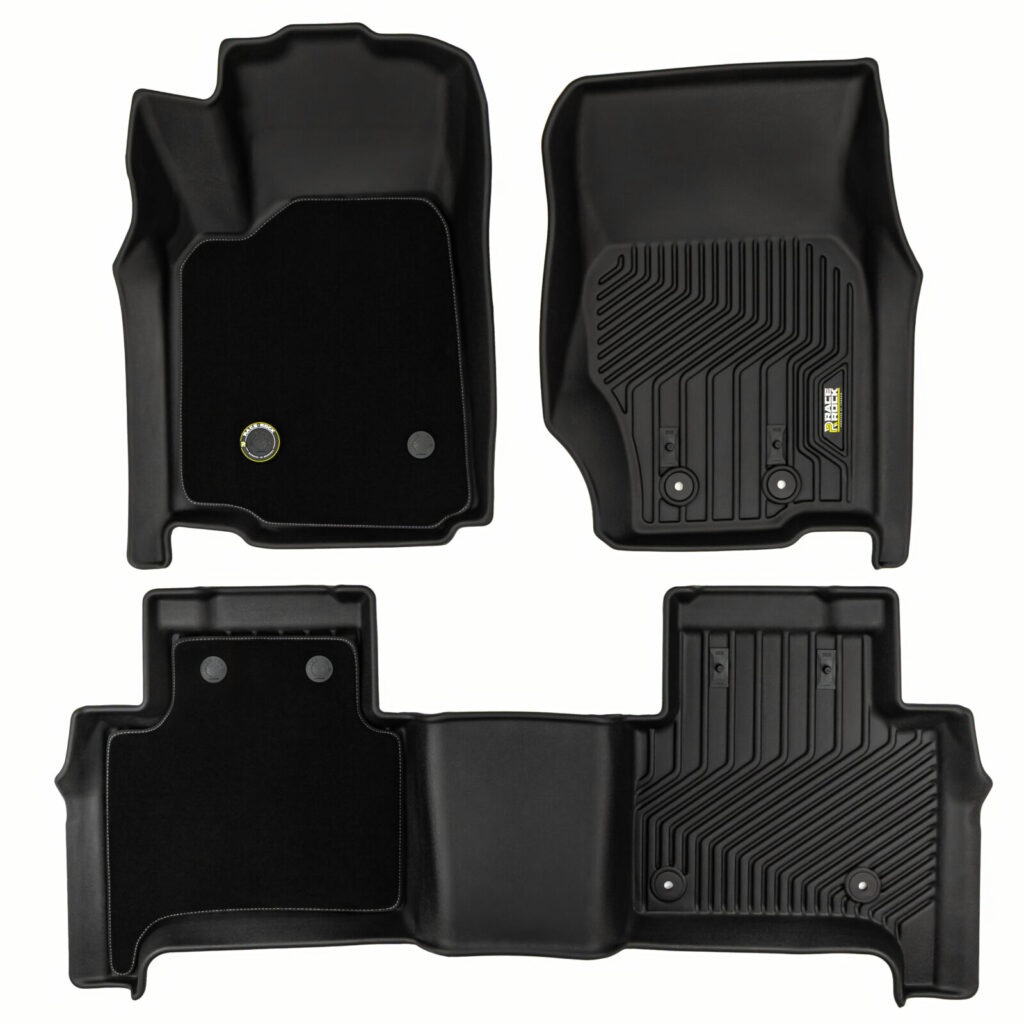 Dywaniki samochodowe 2w1 Race Rock wraz z zestawem wymiennych ringów i emblematów dopasowane do Jeep Grand Cherokee 4xe od 2021